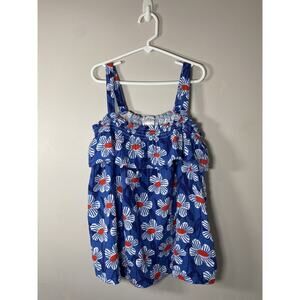 Hanna Andersson Tank Top Girls‎ 12 Blue Floral Ruffle Stretch Adjustable Straps